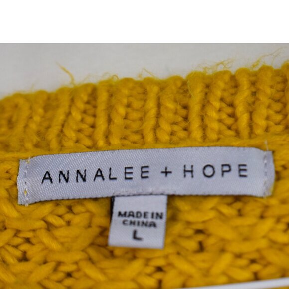 Annalee + Hope Sweater L Womens Mustard Yellow Knit Acrylic Pullover Long Sleeve - Picture 4 of 9